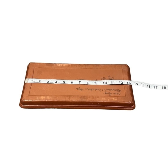 Handmade Rectangular Tray Jalapeño Green Drip Glazed Pottery Set Sign AE 97 - Picture 13 of 16